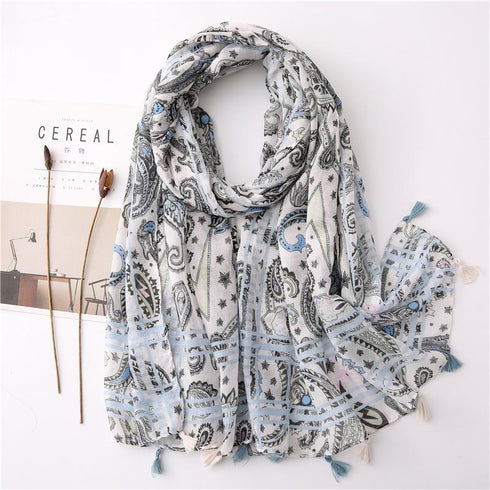 Small Fresh Cotton and Hemp Scarf Bohemian Printed Scarf